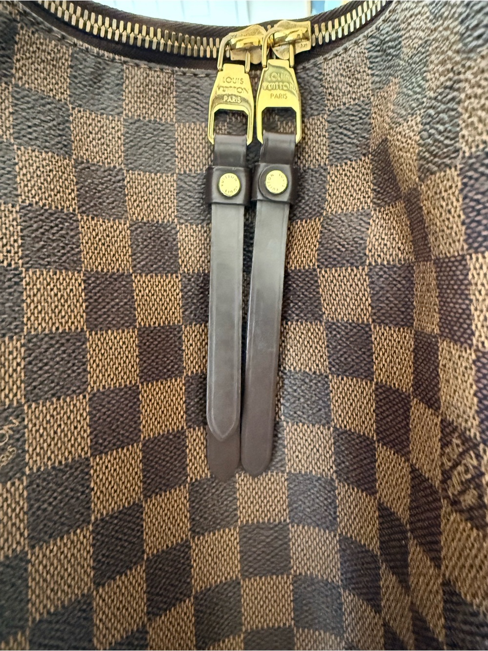 Louis Vuitton Brown Damier Hobo with Red Interior - Picture 9 of 10